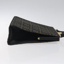 FENDI Zucca Canvas Hand Bag Brown Black gold Auth BD1571V-3