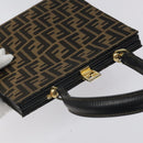 FENDI Zucca Canvas Hand Bag Brown Black gold Auth BD1571V-6