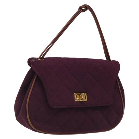 CHANEL Matelasse Hand Bag Cotton Purple CC Auth BD1572