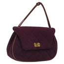 CHANEL Matelasse Hand Bag Cotton Purple CC Auth BD1572-1