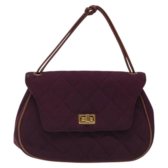 CHANEL Matelasse Hand Bag Cotton Purple CC Auth BD1572