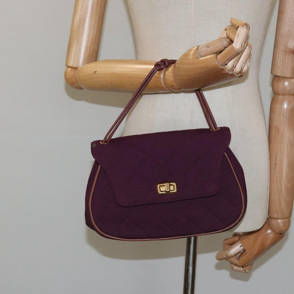 CHANEL Matelasse Hand Bag Cotton Purple CC Auth BD1572