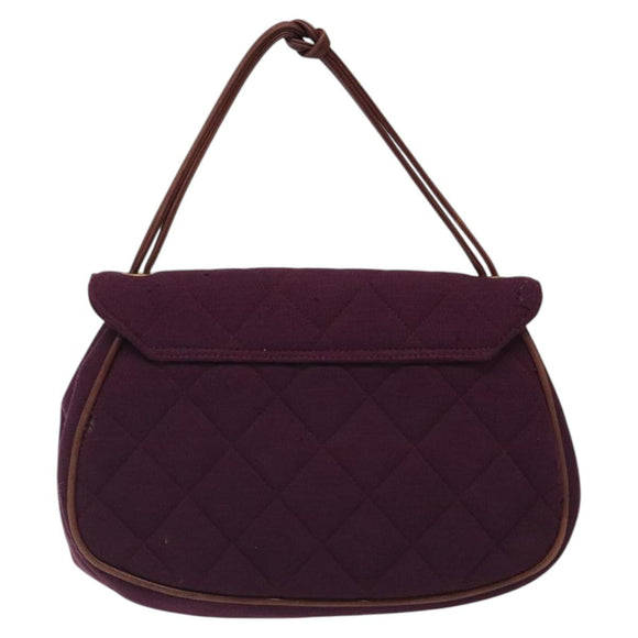 CHANEL Matelasse Hand Bag Cotton Purple CC Auth BD1572