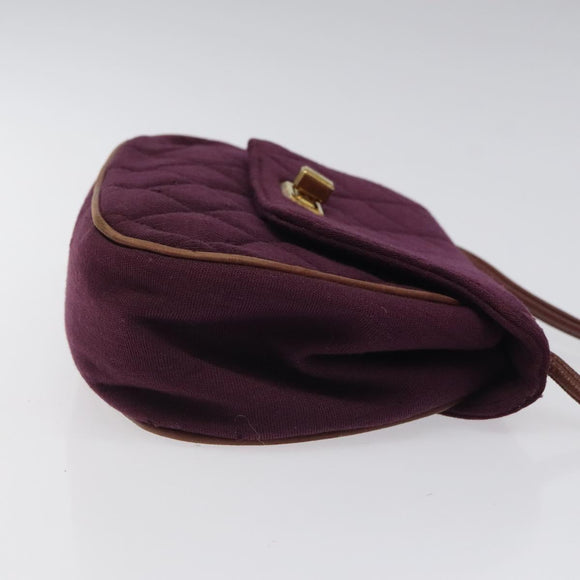 CHANEL Matelasse Hand Bag Cotton Purple CC Auth BD1572