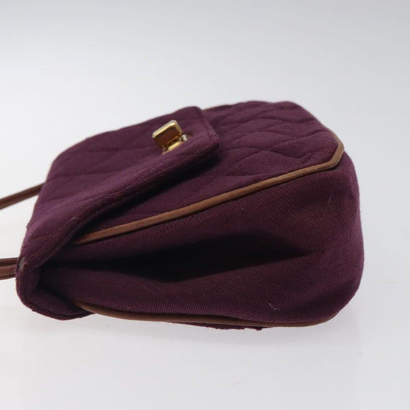 CHANEL Matelasse Hand Bag Cotton Purple CC Auth BD1572