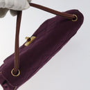 CHANEL Matelasse Hand Bag Cotton Purple CC Auth BD1572-6