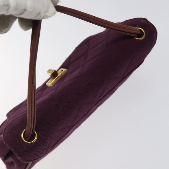 CHANEL Matelasse Hand Bag Cotton Purple CC Auth BD1572