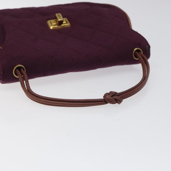 CHANEL Matelasse Hand Bag Cotton Purple CC Auth BD1572