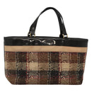 BURBERRY Nova Check Hand Bag Wool Brown Gold black Auth BD1582-1
