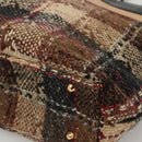 BURBERRY Nova Check Hand Bag Wool Brown Gold black Auth BD1582-9