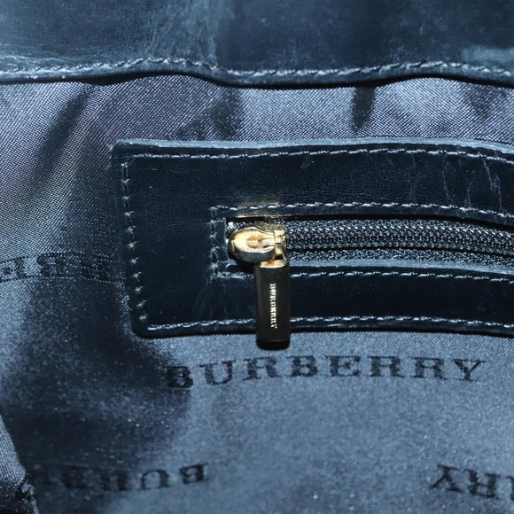 BURBERRY Nova Check Hand Bag Wool Brown Gold black Auth BD1582