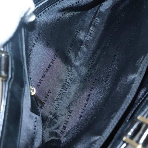 BURBERRY Nova Check Hand Bag Wool Brown Gold black Auth BD1582