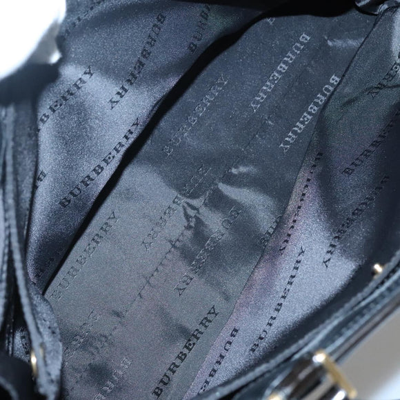 BURBERRY Nova Check Hand Bag Wool Brown Gold black Auth BD1582