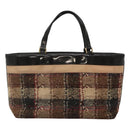 BURBERRY Nova Check Hand Bag Wool Brown Gold black Auth BD1582-13