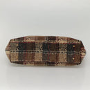 BURBERRY Nova Check Hand Bag Wool Brown Gold black Auth BD1582-5