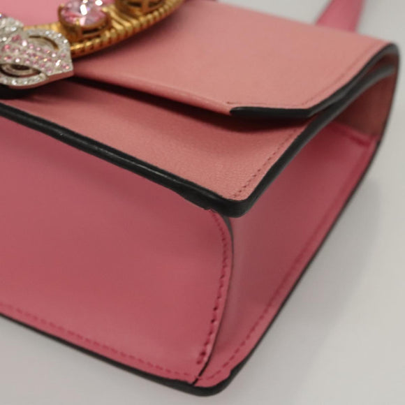 Miu Miu Shoulder Bag Leather Pink Gold Auth BD1584AM