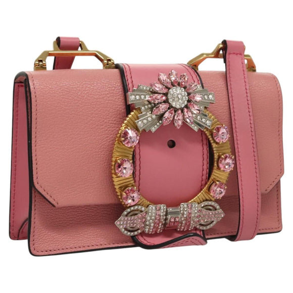 Miu Miu Umhängetasche Leder Pink Gold Auth BD1584SAM