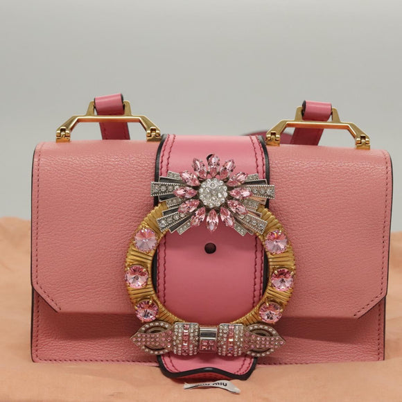 Miu Miu Umhängetasche Leder Pink Gold Auth BD1584SAM