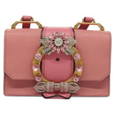 Miu Miu Shoulder Bag Leather Pink Gold Auth BD1584AM-13
