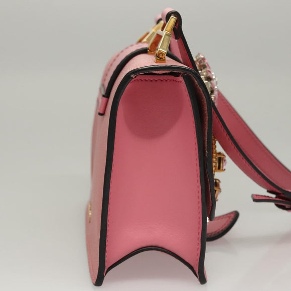 Miu Miu Shoulder Bag Leather Pink Gold Auth BD1584AM