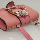 Miu Miu Shoulder Bag Leather Pink Gold Auth BD1584AM-6