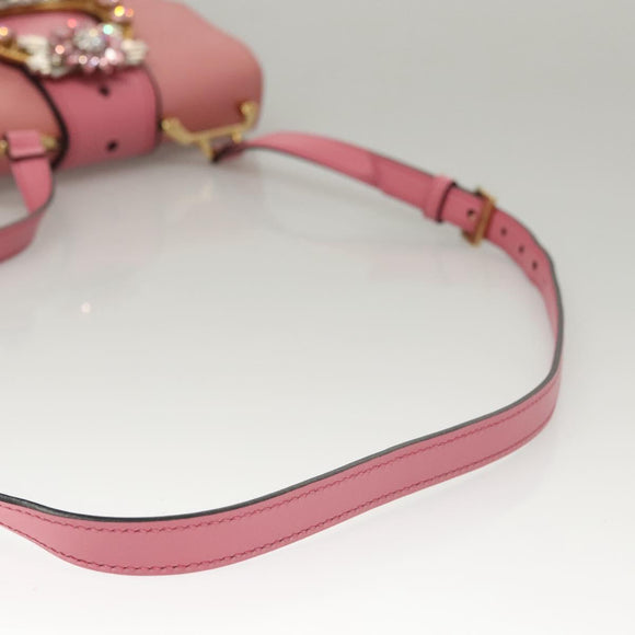 Miu Miu Shoulder Bag Leather Pink Gold Auth BD1584AM