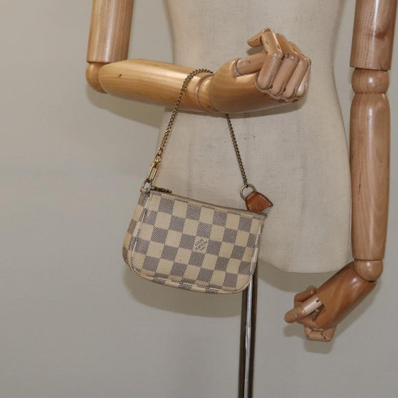 LOUIS VUITTON Damier Azur Mini Pochette Accessoires Pouch N63005 Auth BD1591