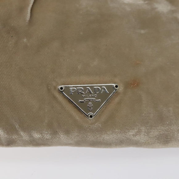 PRADA Pouch Velor Beige Auth BD1618
