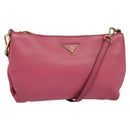 PRADA Shoulder Bag Leather Pink Gold Auth BD1620-1