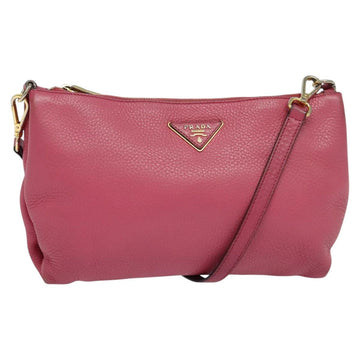 PRADA Shoulder Bag Leather Pink Gold Auth BD1620