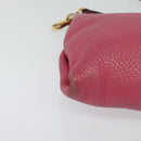 PRADA Shoulder Bag Leather Pink Gold Auth BD1620-8