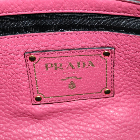 PRADA Shoulder Bag Leather Pink Gold Auth BD1620