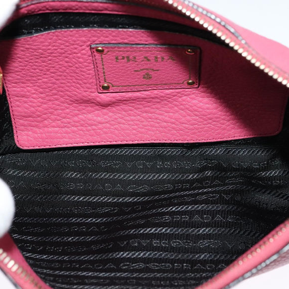 PRADA Shoulder Bag Leather Pink Gold Auth BD1620