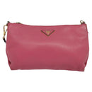 PRADA Shoulder Bag Leather Pink Gold Auth BD1620-13