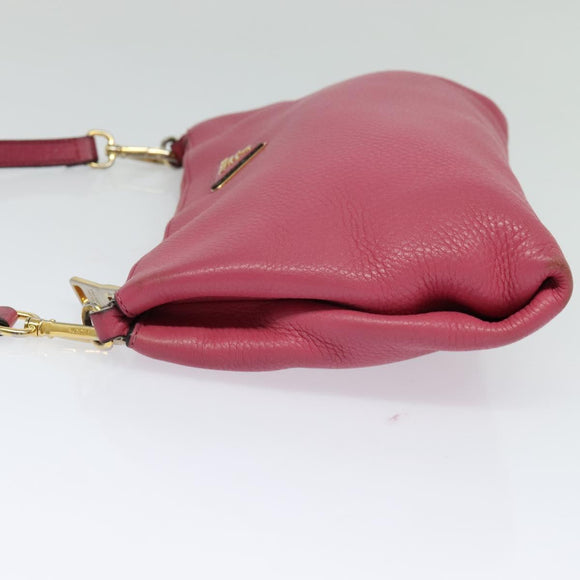 PRADA Shoulder Bag Leather Pink Gold Auth BD1620