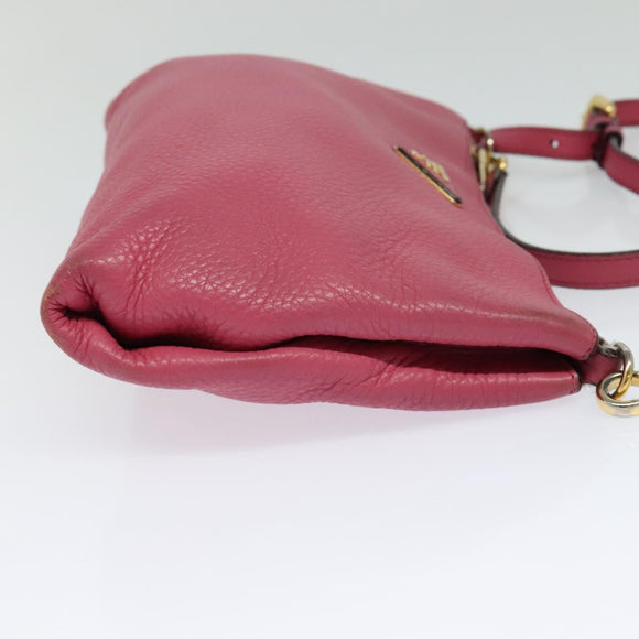PRADA Shoulder Bag Leather Pink Gold Auth BD1620