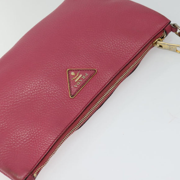 PRADA Shoulder Bag Leather Pink Gold Auth BD1620
