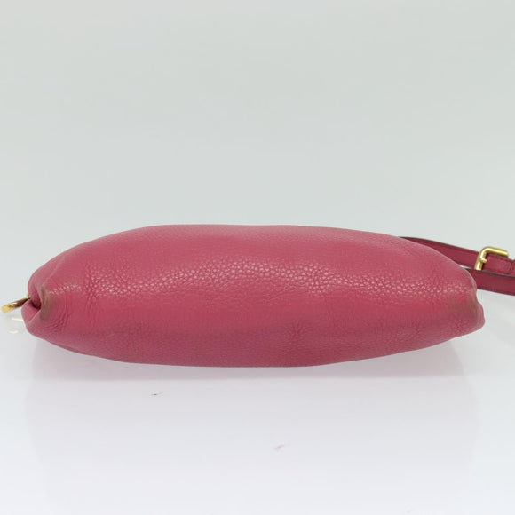 PRADA Shoulder Bag Leather Pink Gold Auth BD1620