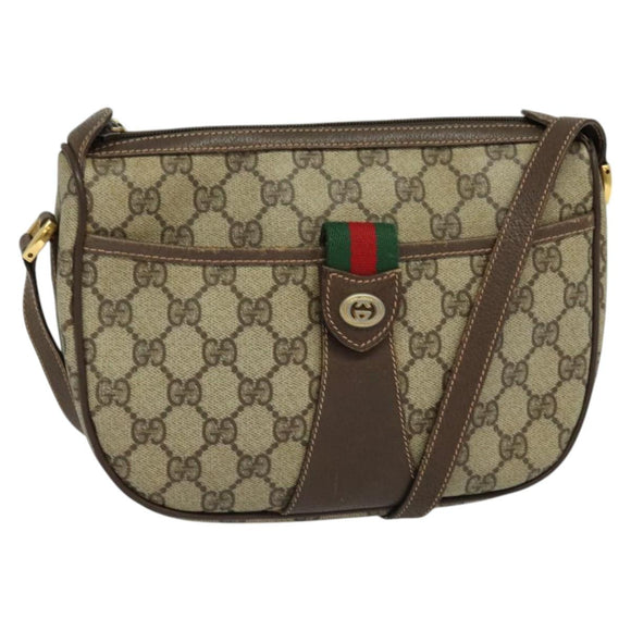 GUCCI GG Supreme Web Sherry Line Bag PVC Beige Gold 89 02 032 Auth BD1621