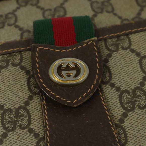 GUCCI GG Supreme Web Sherry Line Bag PVC Beige Gold 89 02 032 Auth BD1621