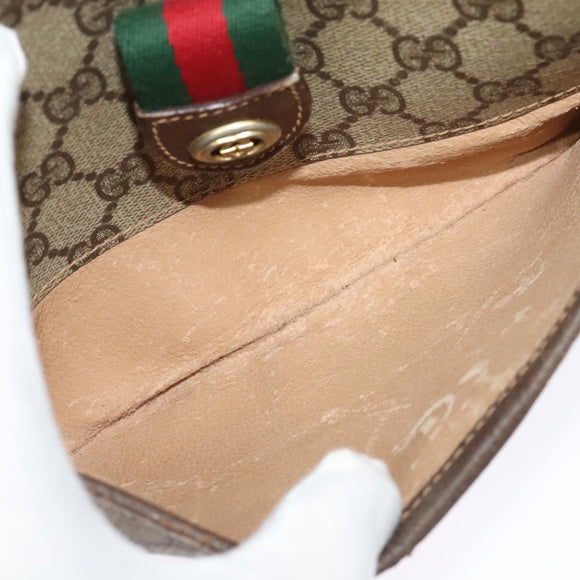 GUCCI GG Supreme Web Sherry Line Bag PVC Beige Gold 89 02 032 Auth BD1621