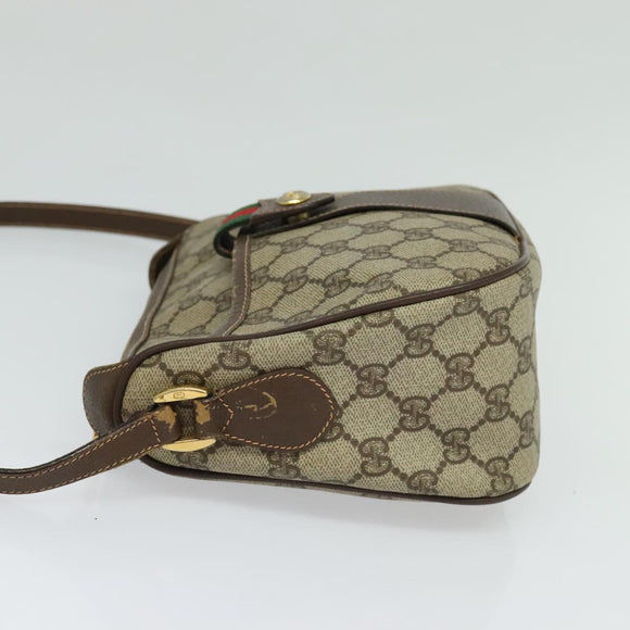 GUCCI GG Supreme Web Sherry Line Bag PVC Beige Gold 89 02 032 Auth BD1621