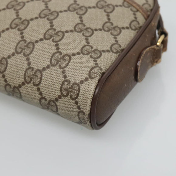 GUCCI GG Supreme Web Sherry Line Bag PVC Beige Gold 116 02 089 Auth BD1622