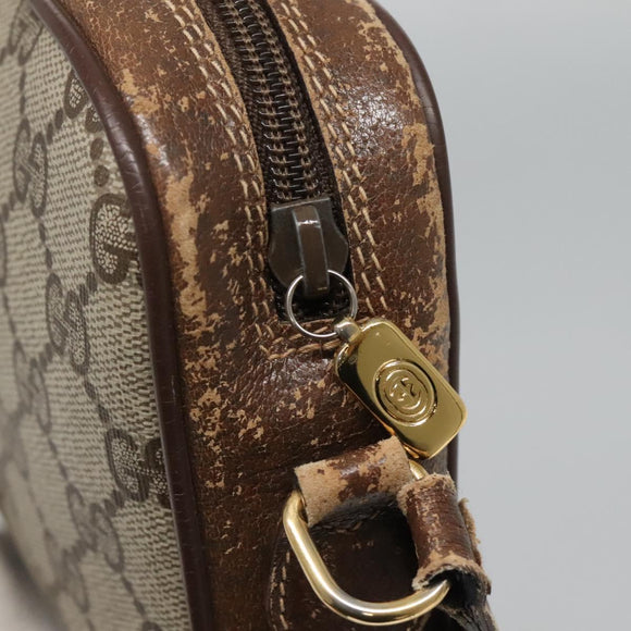 GUCCI GG Supreme Web Sherry Line Bag PVC Beige Gold 116 02 089 Auth BD1622