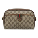 GUCCI GG Supreme Web Sherry Line Bag PVC Beige Gold 116 02 089 Auth BD1622-13