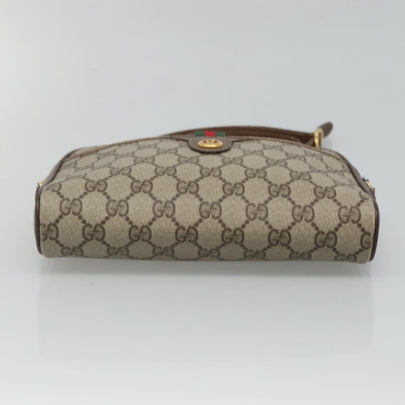 GUCCI GG Supreme Web Sherry Line Bag PVC Beige Gold 116 02 089 Auth BD1622