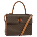 CELINE Macadam Canvas Hand Bag PVC Leather 2way Brown Gold Auth BD1624-1