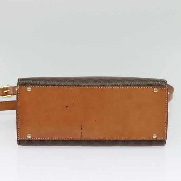 CELINE Macadam Canvas Hand Bag PVC Leather 2way Brown Gold Auth BD1624