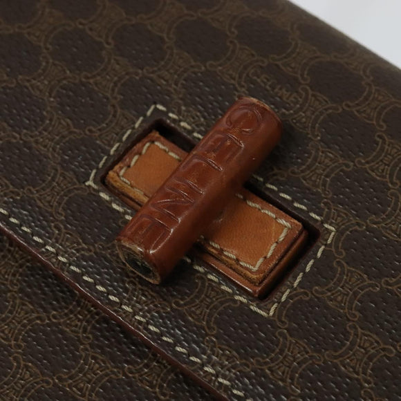 CELINE Macadam Canvas Hand Bag PVC Leather 2way Brown Gold Auth BD1624