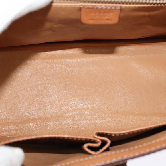 CELINE Macadam Canvas Hand Bag PVC Leather 2way Brown Gold Auth BD1624